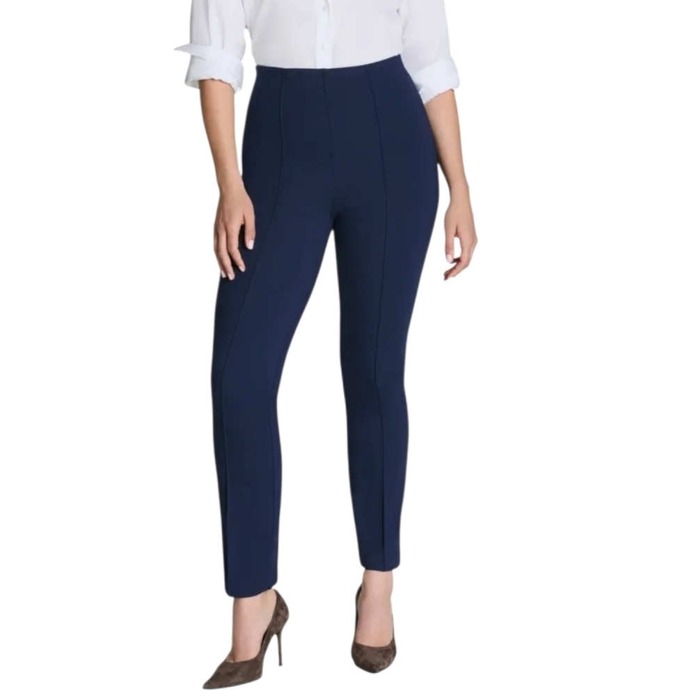 SPANX Supersmooth Perfect Fit Ponte Ankle Pants Navy Blue Large - Picture 2 of 12